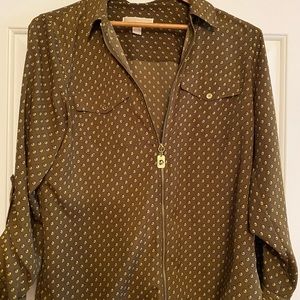 Michael Kors Olivia Green Blouse with Zipper